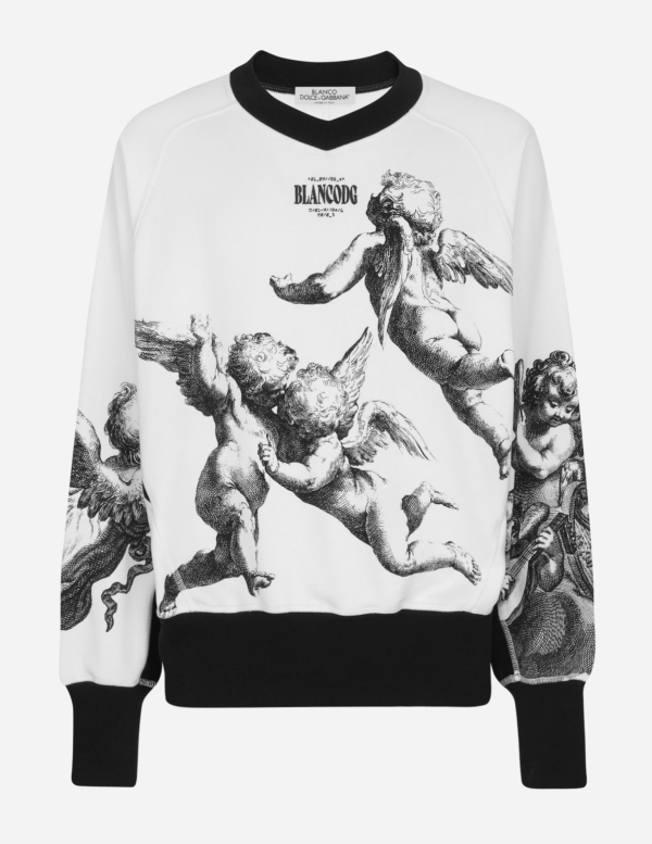 SWEAT-SHIRT RAS DE COU À IMPRIMÉ ANGES BLANCO DOLCE&GABBANA