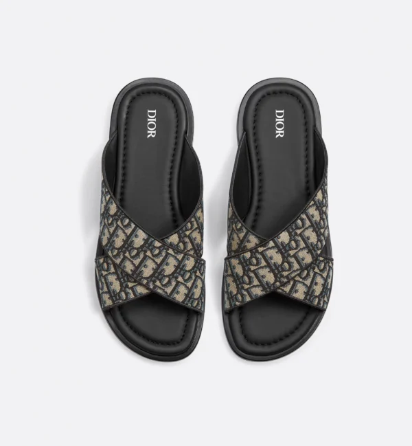 Sandales Dior Alias - Toile Jacquard Dior Oblique Beige et Noir