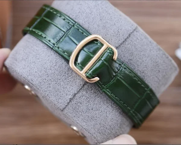 Montre Santos de Cartier - Cuir et Cadran Vert Moyen – Image 3