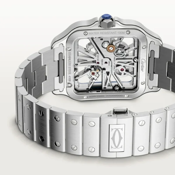 Montre Squelette Santos Cartier - Acier & Finition Laquée Bleue – Image 3