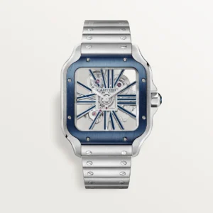 Montre Squelette Santos Cartier - Acier & Finition Laquée Bleue
