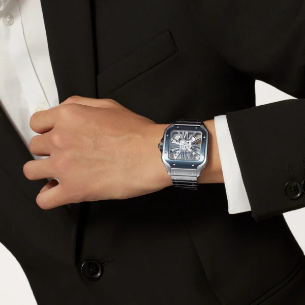 Montre Squelette Santos Cartier - Acier & Finition Laquée Bleue – Image 2